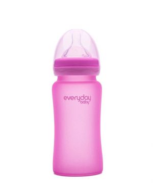 Everyday baby staklena bočica 240ml, reagira na toplinu, pink