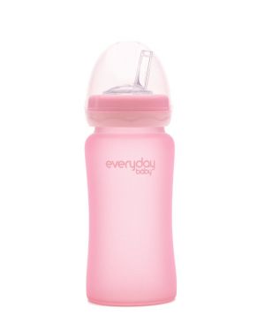 Everyday baby staklena bočica sa slamkom 240ml, Roza