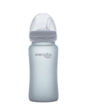 Everyday baby staklena bočica sa slamkom 240ml, Siva